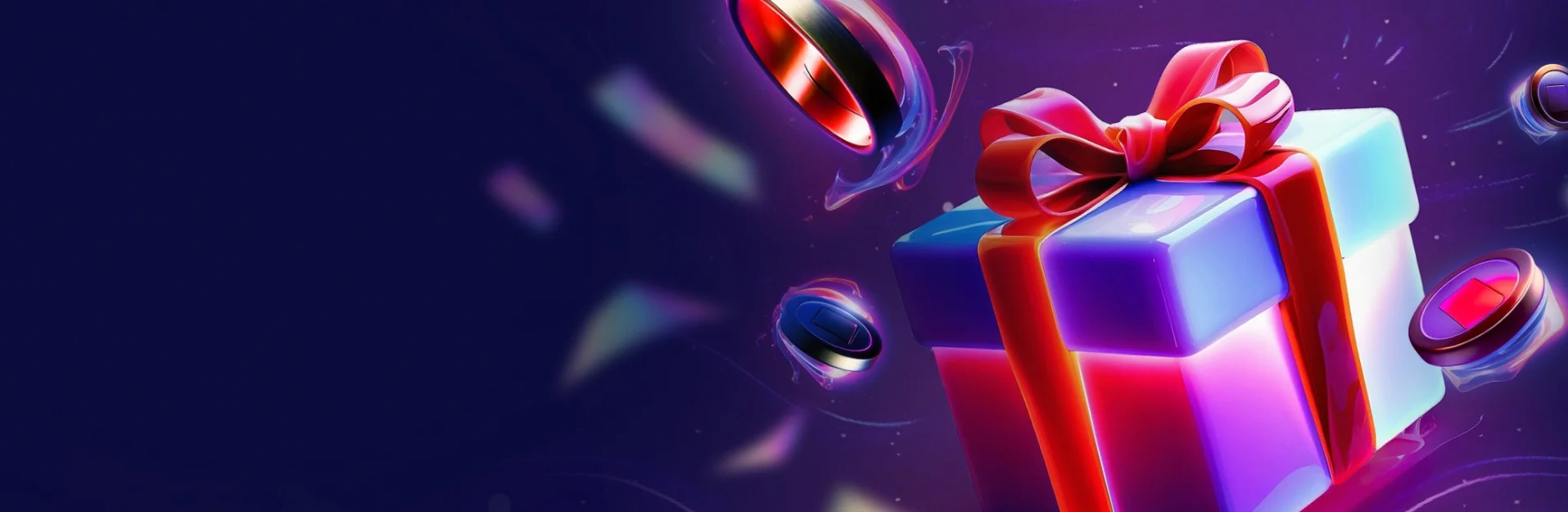 1Red promotiebanner met een cadeauverpakking